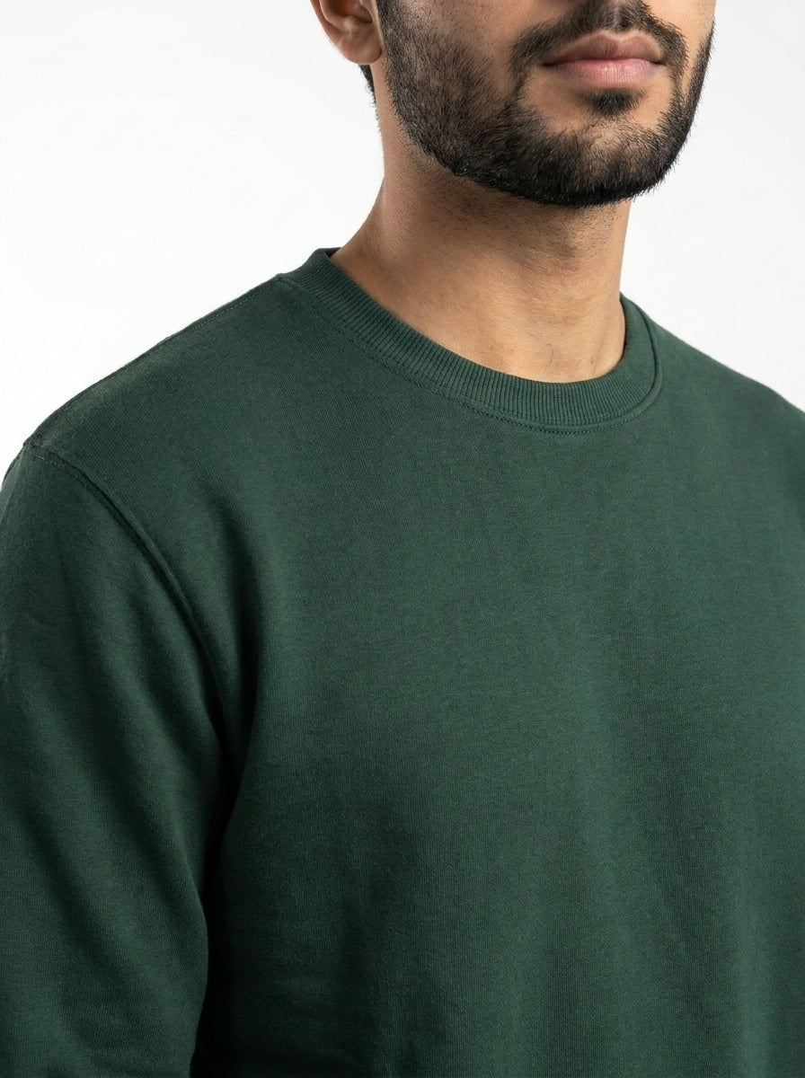 Dark Teal Fleece Sweatshirt – Classic Crew Neck