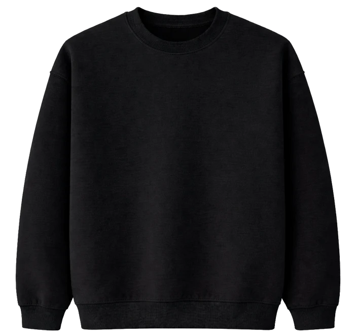 Black Fleece Crew Neck Sweatshirt for Men