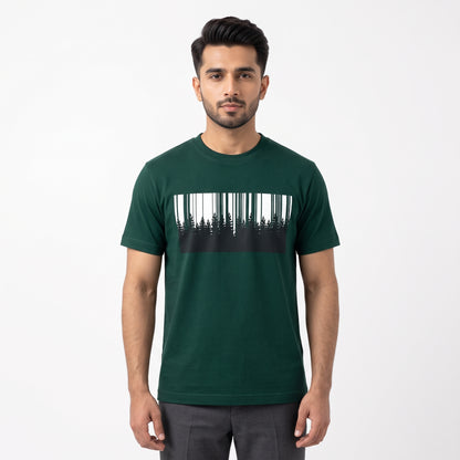 TS-005 Deep Sea Green Printed T-Shirt
