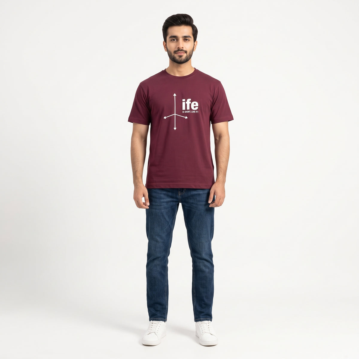 TS-006 Maroon Printed T-Shirt