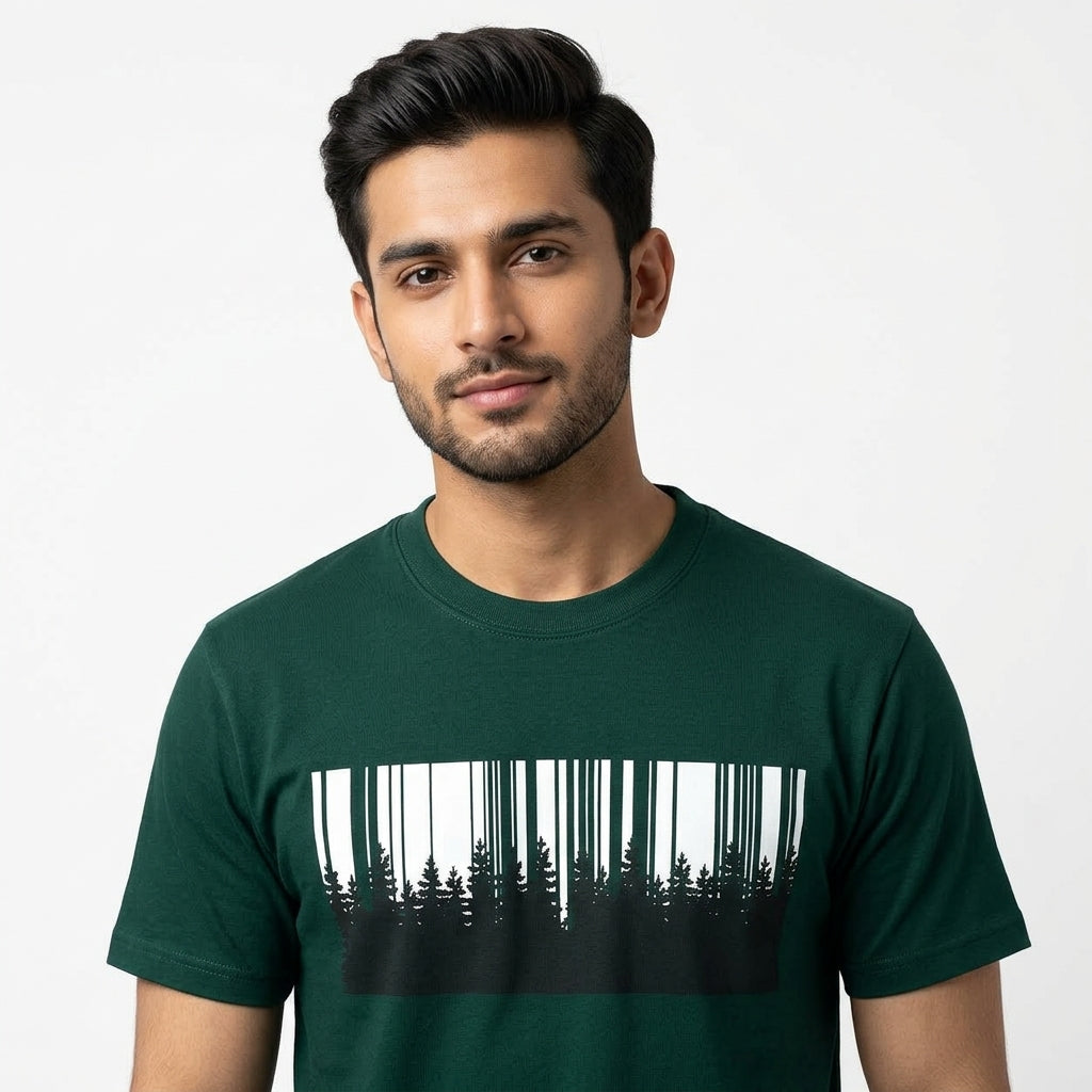 TS-005 Deep Sea Green Printed T-Shirt