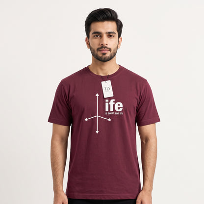 TS-006 Maroon Printed T-Shirt