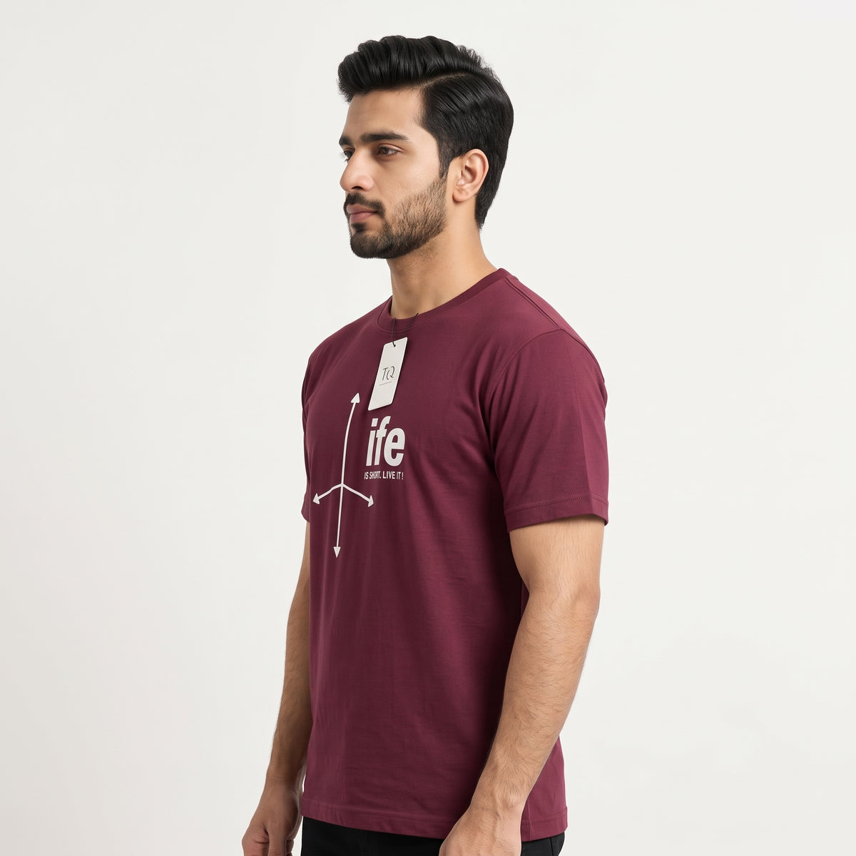 TS-006 Maroon Printed T-Shirt