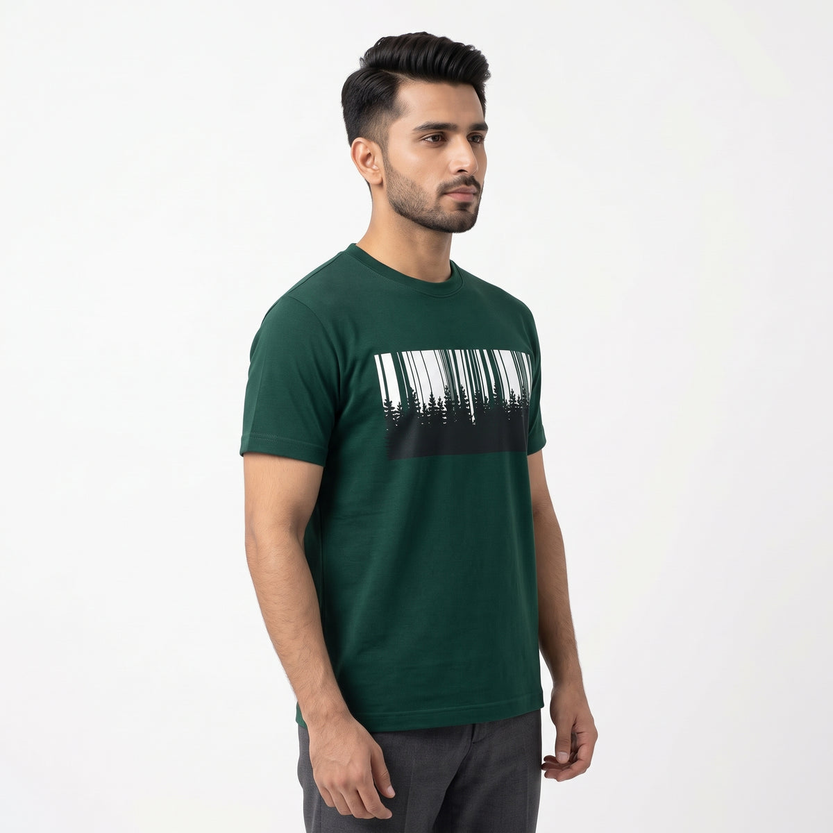 TS-005 Deep Sea Green Printed T-Shirt