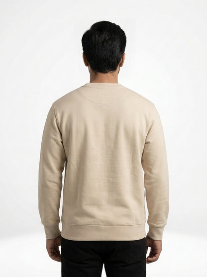 Off White Fleece Crew Neck Sweatshirt for Men