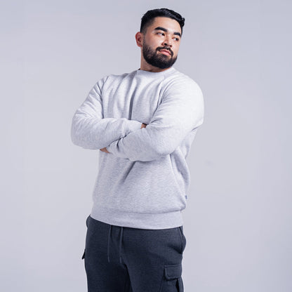 Light Gray Fleece Crew Neck Sweatshirt for Men