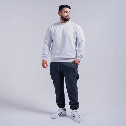 Light Gray Fleece Crew Neck Sweatshirt for Men