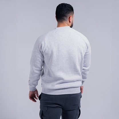 Light Gray Fleece Crew Neck Sweatshirt for Men